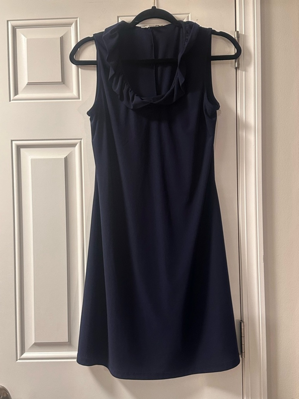 Tash + Sophie Navy Sleeveless Mini Dress with Ruffle Hood